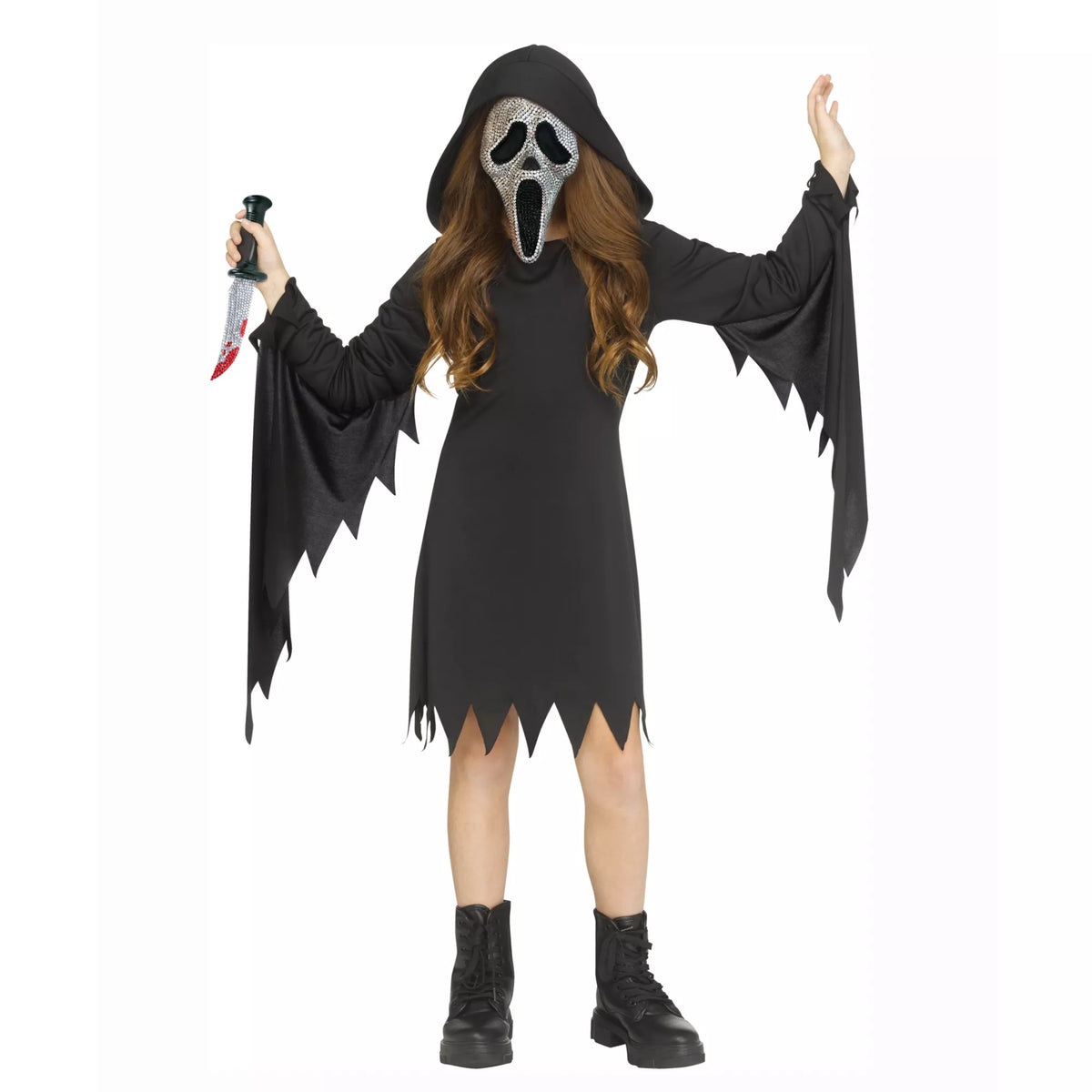 Kids Bling Ghost Face Dress Costume