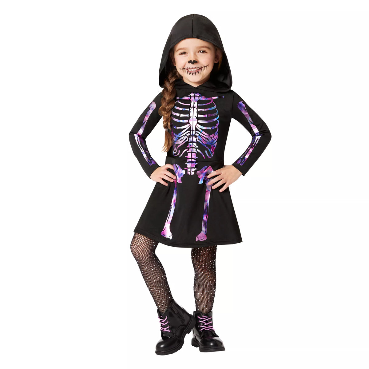 Toddler Pastel Skeleton Hooded Dress Costume