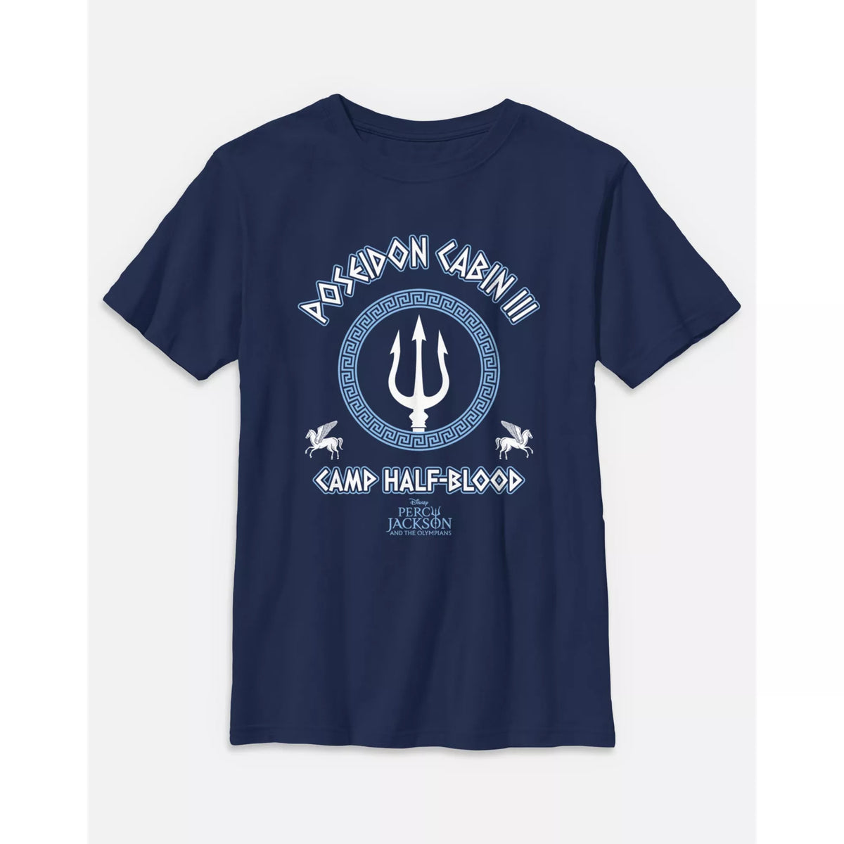 Kids Percy Jackson Camp Half-Blood Poseidon Cabin III Navy T Shirt